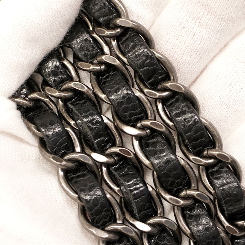 Chanel Shoulder Bag Mini Matelasse Caviar Skin Black Silver Hardware Women