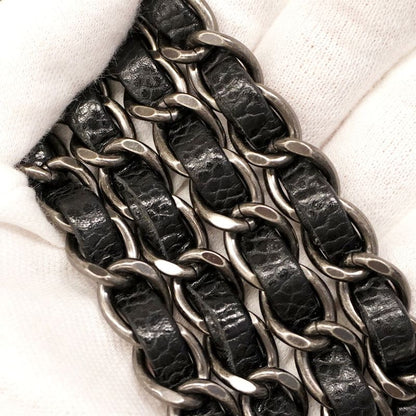 Chanel Shoulder Bag Mini Matelasse Caviar Skin Black Silver Hardware Women