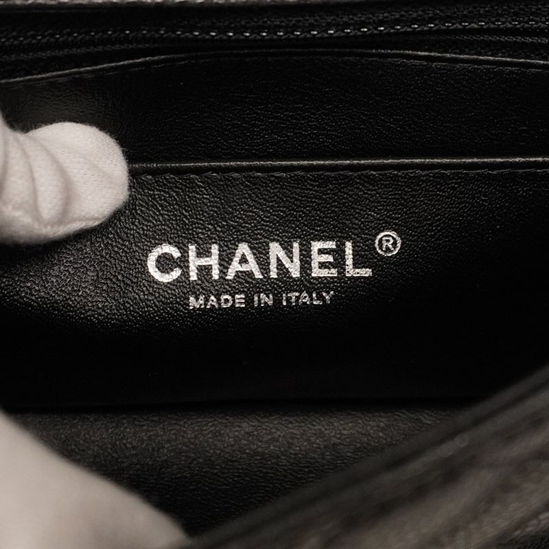 Chanel Shoulder Bag Mini Matelasse Caviar Skin Black Silver Hardware Women