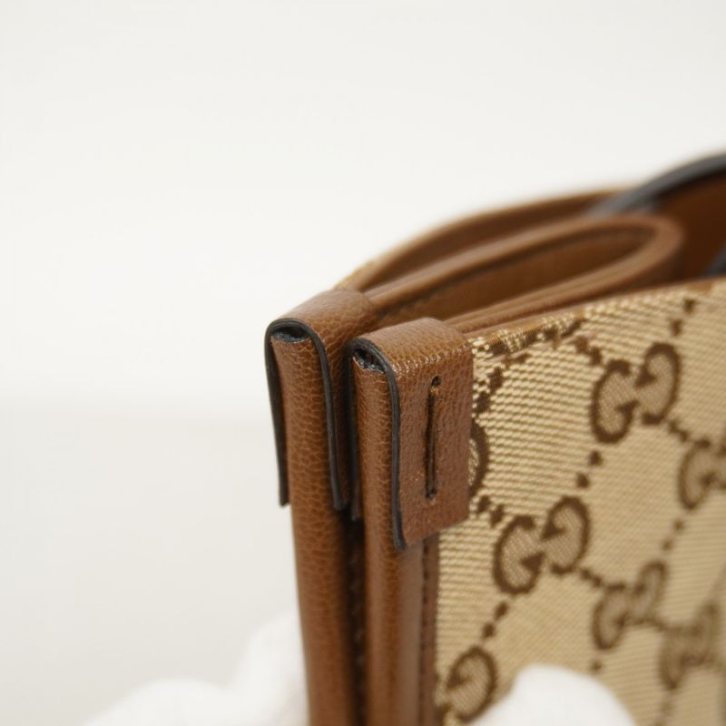 Gucci Tote Bag GG Canvas Horsebit 623694 Canvas Beige Brown Gold Hardware