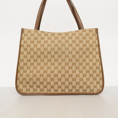 Gucci Tote Bag GG Canvas Horsebit 623694 Canvas Beige Brown Gold Hardware