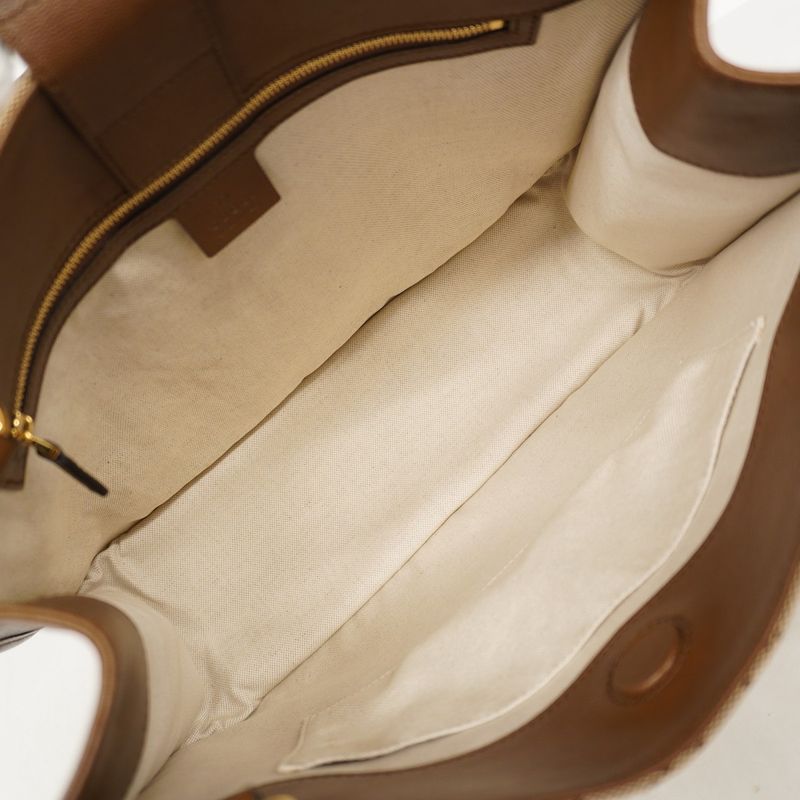 Gucci Tote Bag GG Canvas Horsebit 623694 Canvas Beige Brown Gold Hardware