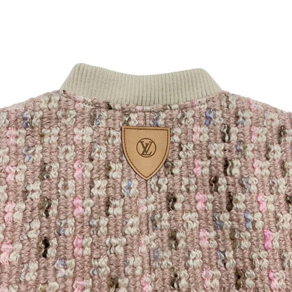Louis Vuitton Tweed Outer Jacket Zip Up Logo Wool Pink White