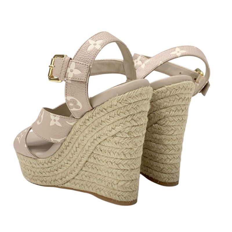 Louis Vuitton Starboard Line Monogram Sandals Shoes Leather Pink Beige Unused