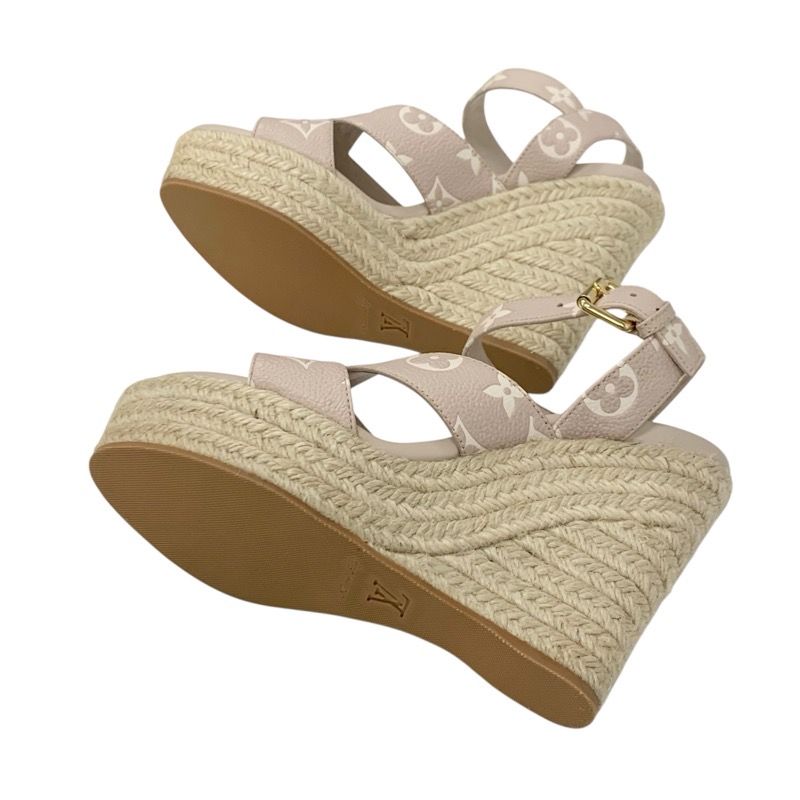 Louis Vuitton Starboard Line Monogram Sandals Shoes Leather Pink Beige Unused