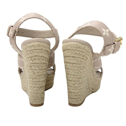 Louis Vuitton Starboard Line Monogram Sandals Shoes Leather Pink Beige Unused