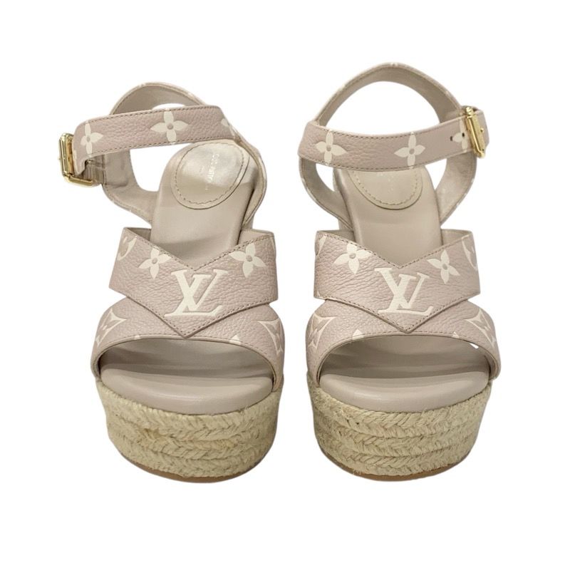Louis Vuitton Starboard Line Monogram Sandals Shoes Leather Pink Beige Unused