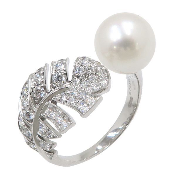 Chanel Plume du Chanel Ring Pearl & Diamond #51 (size Around 10.5)