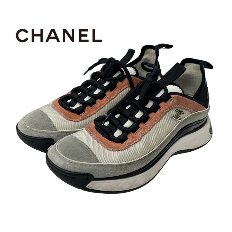 Chanel Sneakers Shoes Fabric Suede Multicolor Here Mark Logo