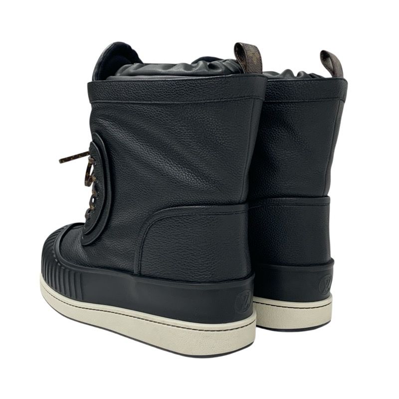 Louis Vuitton Slalom Line Monogram Boots Short Boots Shoes Leather Black Snow