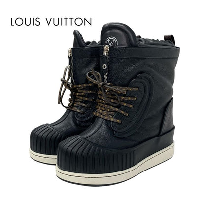 Louis Vuitton Slalom Line Monogram Boots Short Boots Shoes Leather Black Snow