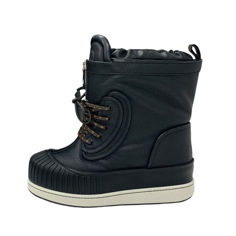Louis Vuitton Slalom Line Monogram Boots Short Boots Shoes Leather Black Snow