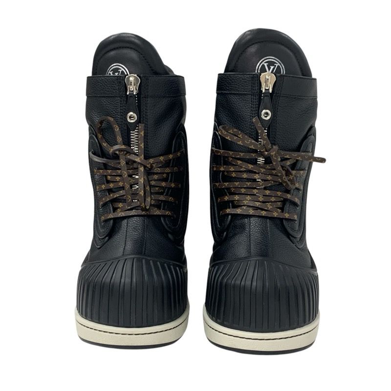 Louis Vuitton Slalom Line Monogram Boots Short Boots Shoes Leather Black Snow