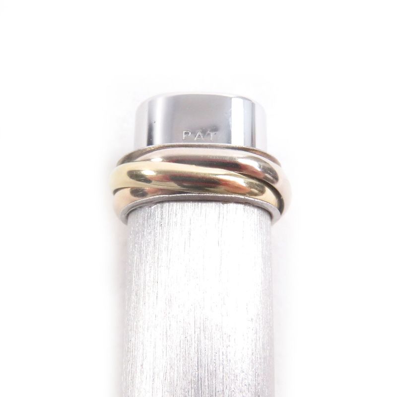 Cartier Vintage Trinity Hairline Cap Ballpoint Pen Silver Gold With Case Made