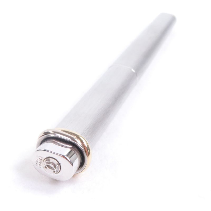 Cartier Vintage Trinity Hairline Cap Ballpoint Pen Silver Gold With Case Made