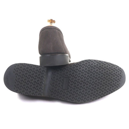 Hermes Evelyn Perforated H Logo Suede Leather Shoes Loafers Dark Brown 43.5