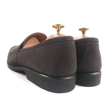 Hermes Evelyn Perforated H Logo Suede Leather Shoes Loafers Dark Brown 43.5