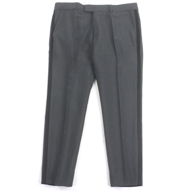 Gucci 581381 Mohair Wool Sideline Partially Silk 100% Slacks Trouser Pants Gray