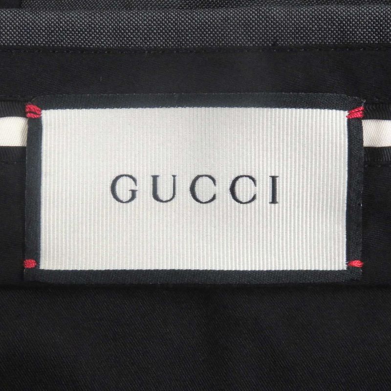 Gucci 581381 Mohair Wool Sideline Partially Silk 100% Slacks Trouser Pants Gray
