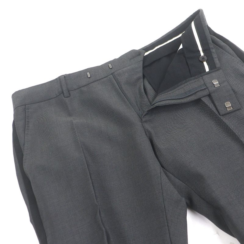 Gucci 581381 Mohair Wool Sideline Partially Silk 100% Slacks Trouser Pants Gray