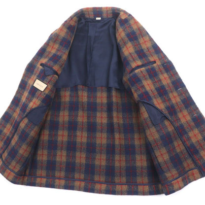 Gucci 770761 70% Wool Interlocking G Patch Checked Single Jacket Tailored