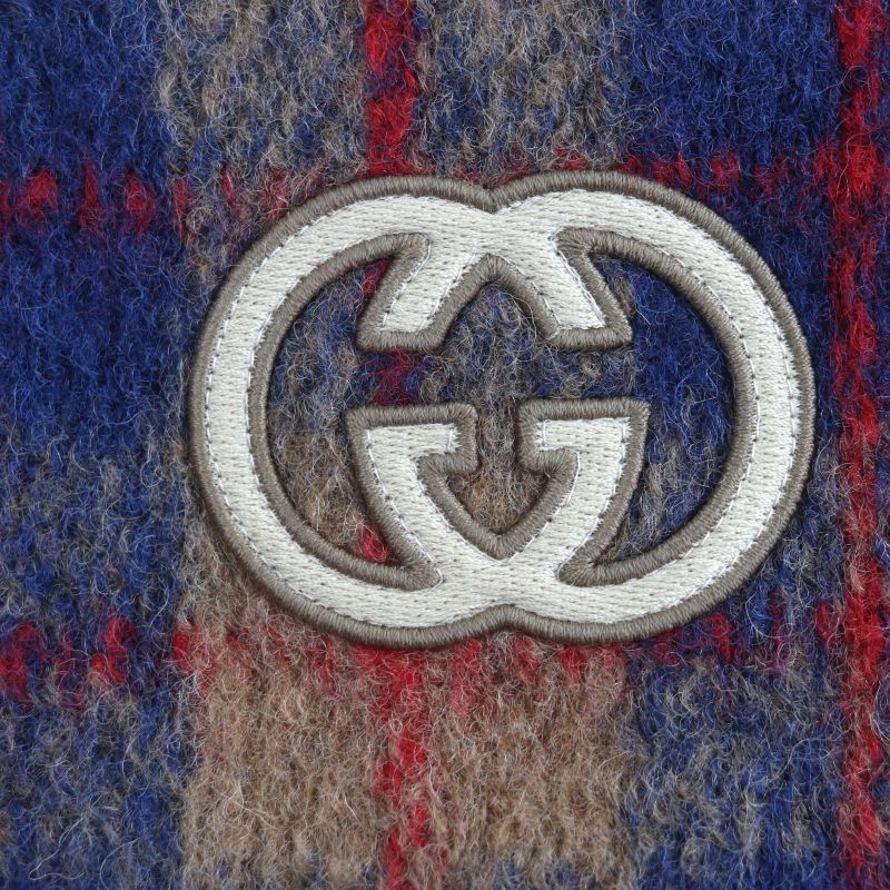 Gucci 770761 70% Wool Interlocking G Patch Checked Single Jacket Tailored