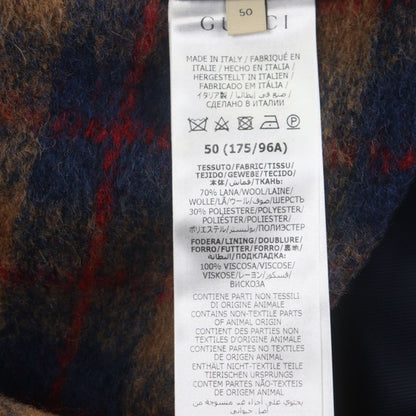 Gucci 770761 70% Wool Interlocking G Patch Checked Single Jacket Tailored