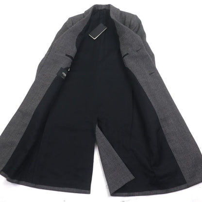 Fendi Ff0289 100% Wool Woven Pattern Logo Buttons Single Chester Coat Black 44