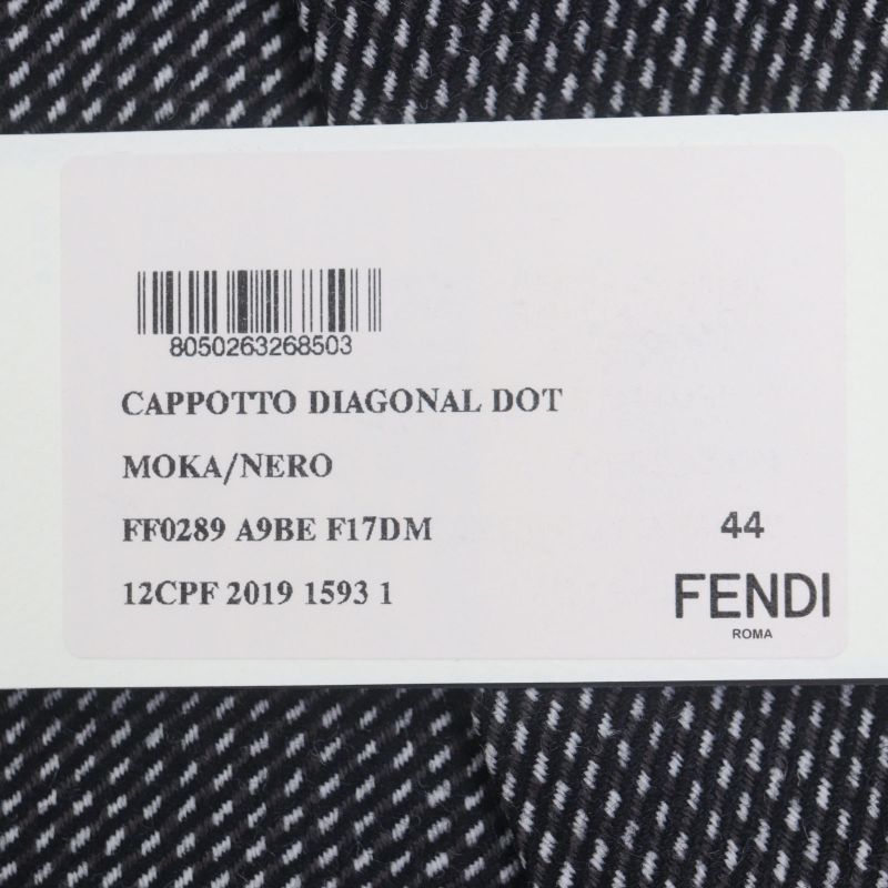 Fendi Ff0289 100% Wool Woven Pattern Logo Buttons Single Chester Coat Black 44