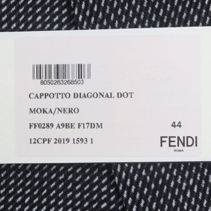 Fendi Ff0289 100% Wool Woven Pattern Logo Buttons Single Chester Coat Black 44