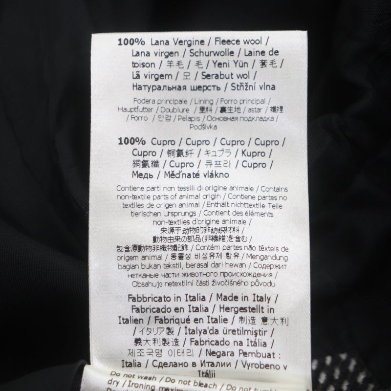 Fendi Ff0289 100% Wool Woven Pattern Logo Buttons Single Chester Coat Black 44