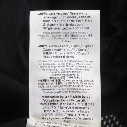 Fendi Ff0289 100% Wool Woven Pattern Logo Buttons Single Chester Coat Black 44