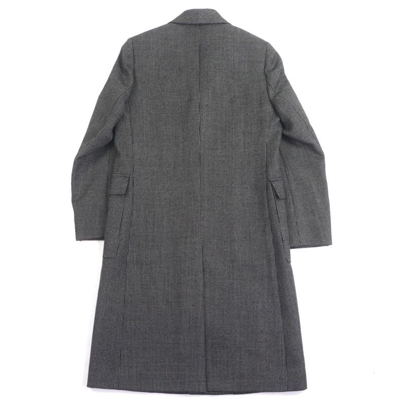 Fendi Ff0289 100% Wool Woven Pattern Logo Buttons Single Chester Coat Black 44