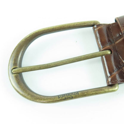 Saint Laurent Grz619783 Logo Croc Shape Pressed Leather Belt Brown 65 Storage