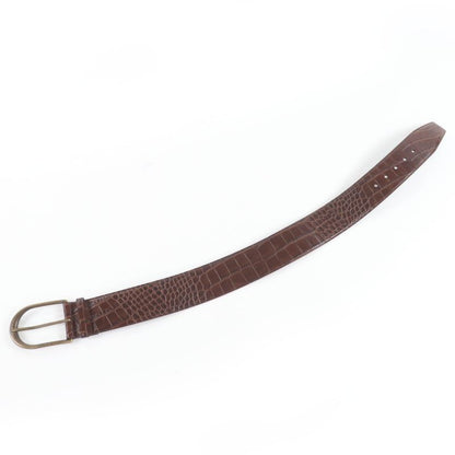 Saint Laurent Grz619783 Logo Croc Shape Pressed Leather Belt Brown 65 Storage