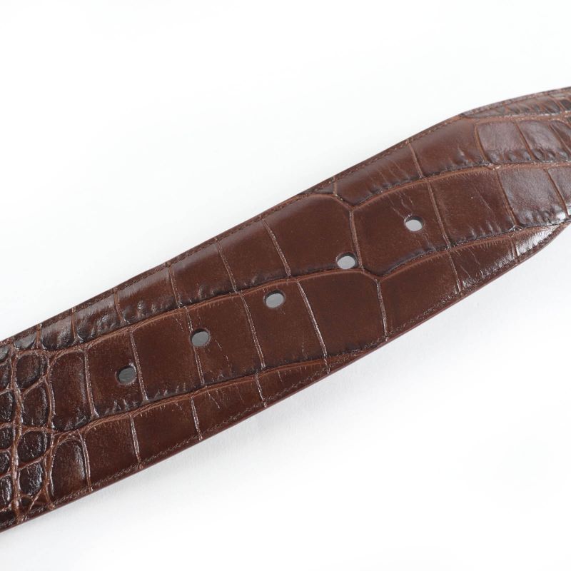 Saint Laurent Grz619783 Logo Croc Shape Pressed Leather Belt Brown 65 Storage