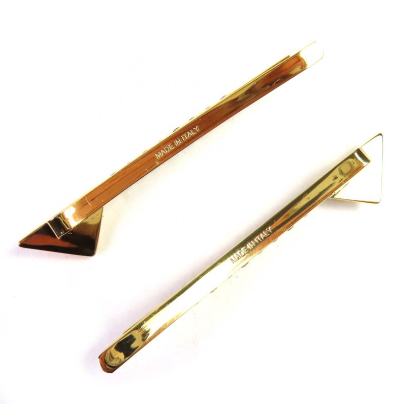 Good Quality◇ Prada 1if098 GP Hairpin With Triangle Logo Rhinestone Decoration