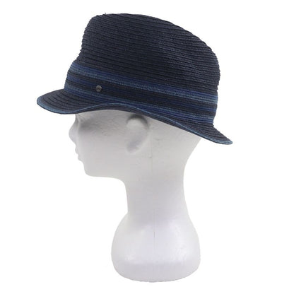 Hermes Raffia Serie Button Medium Fold Hat Straw Hat Navy Blue 58 Made In Italy