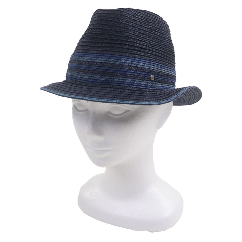 Hermes Raffia Serie Button Medium Fold Hat Straw Hat Navy Blue 58 Made In Italy