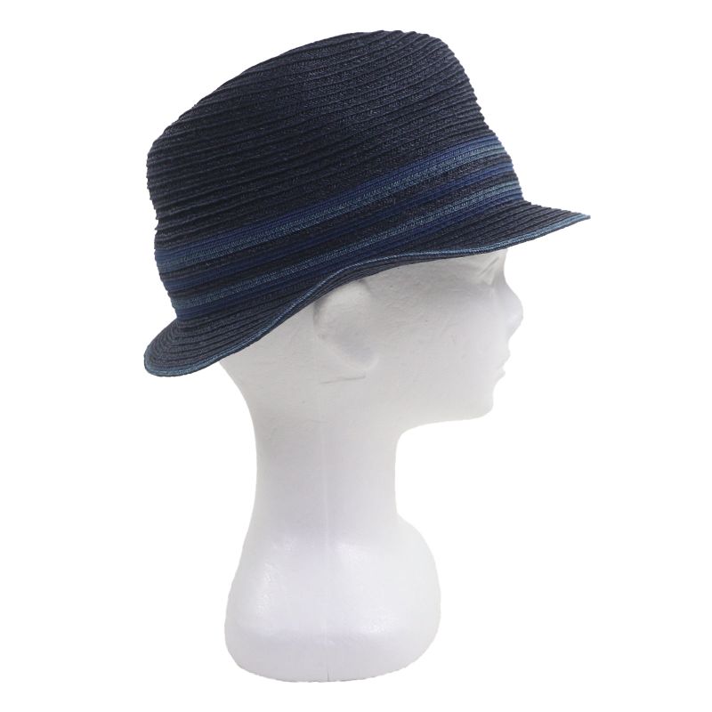 Hermes Raffia Serie Button Medium Fold Hat Straw Hat Navy Blue 58 Made In Italy