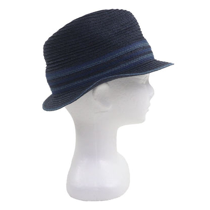 Hermes Raffia Serie Button Medium Fold Hat Straw Hat Navy Blue 58 Made In Italy