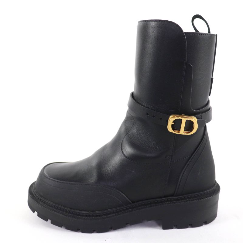 Christian DIOR Empreinte Dior Empreinte Leather Short Boots With CD Logo