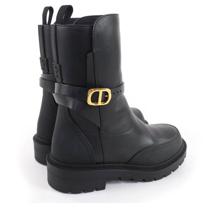 Christian DIOR Empreinte Dior Empreinte Leather Short Boots With CD Logo