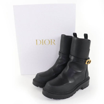Christian DIOR Empreinte Dior Empreinte Leather Short Boots With CD Logo