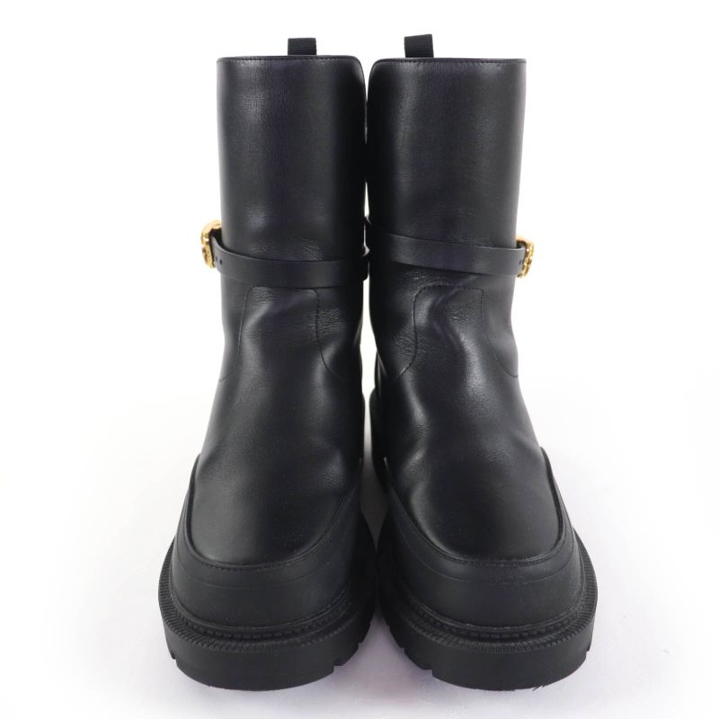 Christian DIOR Empreinte Dior Empreinte Leather Short Boots With CD Logo