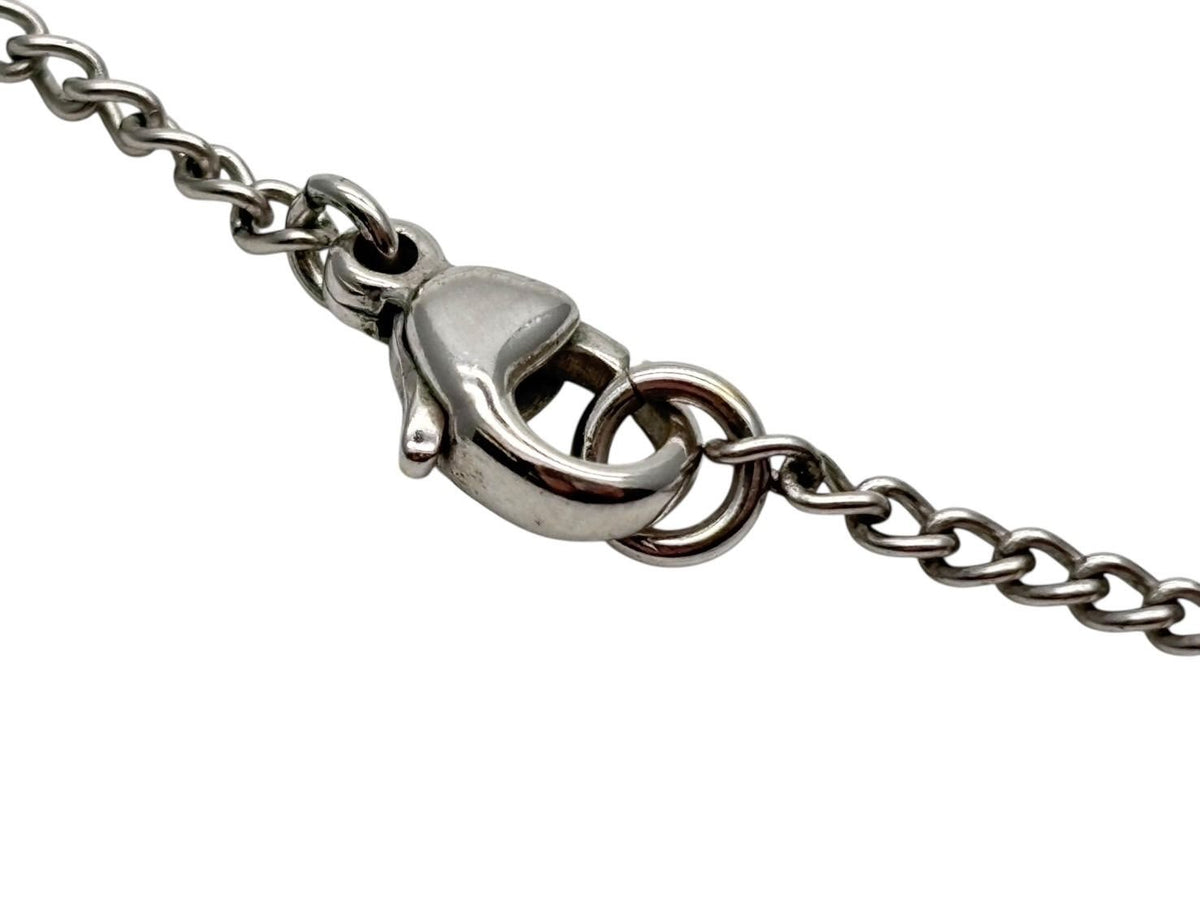 Chanel 04A CC Logo Heart Necklace 04 42 Rhinestone Metal Clear Silver — view 8