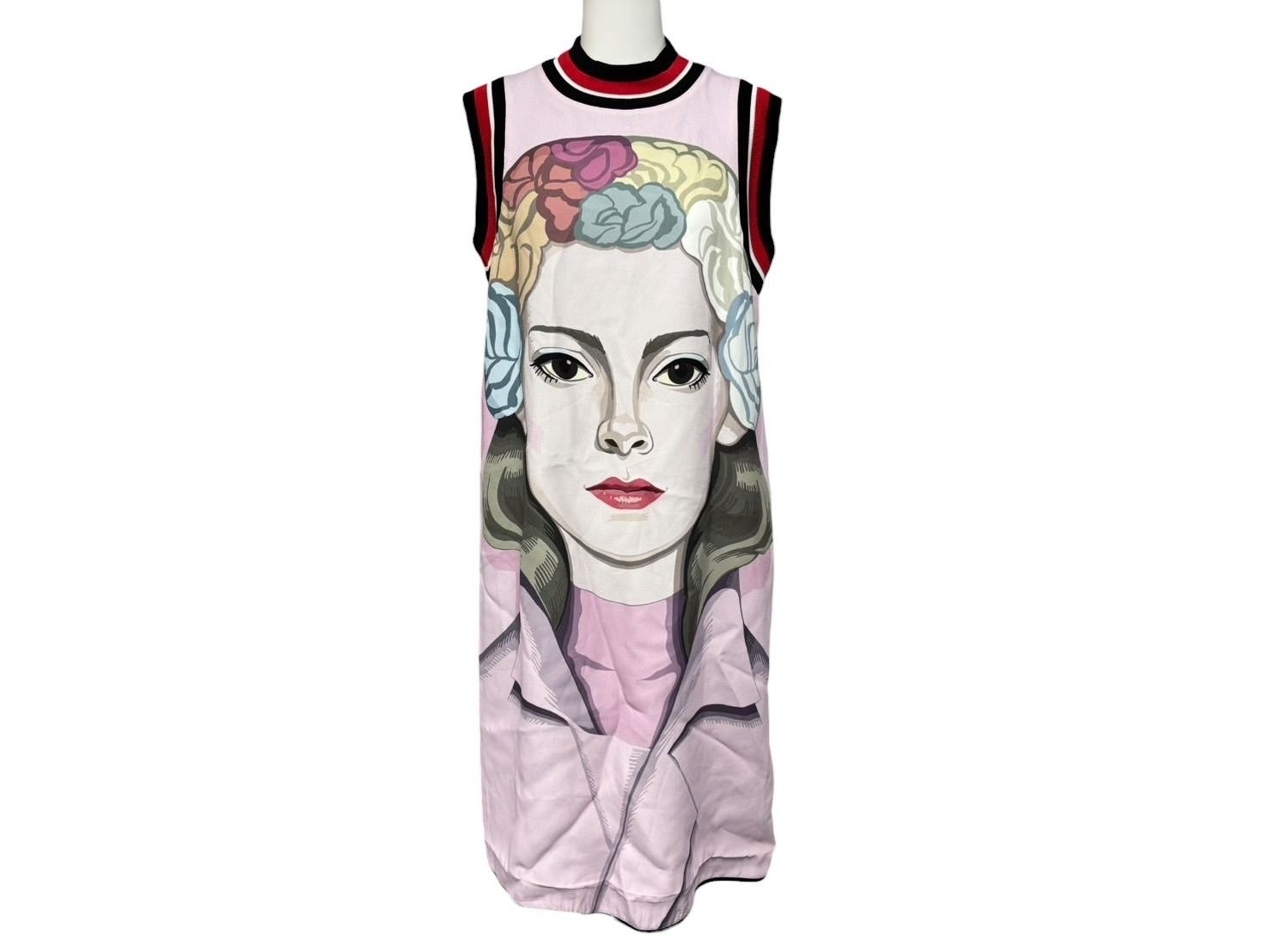 Prada Beauty Mask Dress Rayon Sleeveless Multicolor
