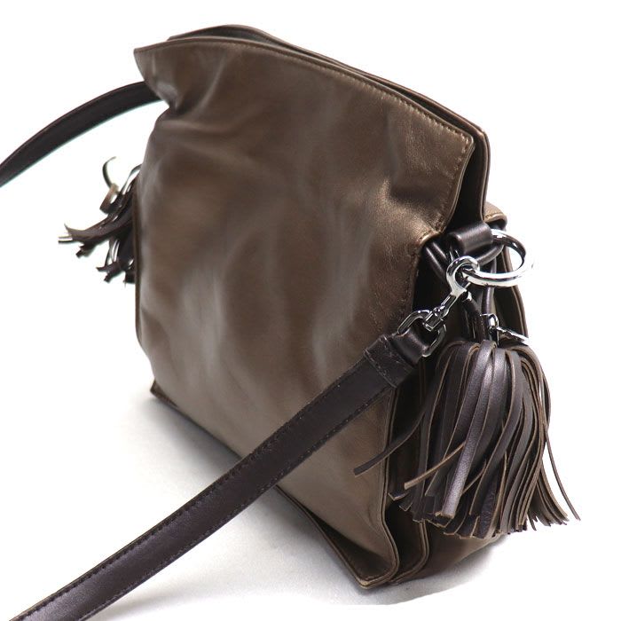 Loewe Flamenco Leather 2-Way Shoulder Bag Brown Women's