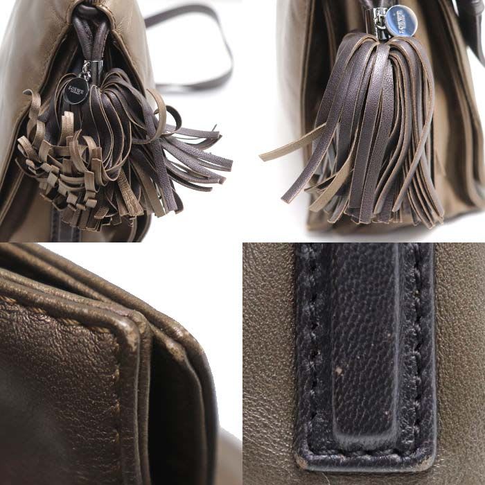 Loewe Flamenco Leather 2-Way Shoulder Bag Brown Women's
