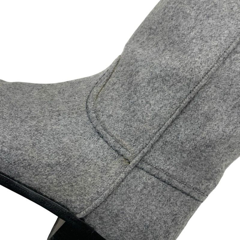 Chanel Boots Short Boots Shoes Wool Gray Here Mark Middle Boots